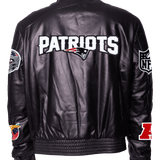 New England Patriots Full Leather Old English Jacket Black