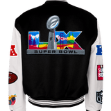 Super Bowl 2026 Wool & Leather Varsity Jacket White/Black