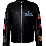 Super Bowl 2026 Full Leather Moto Jacket-Black