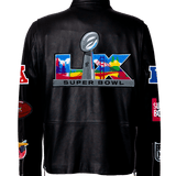 Super Bowl 2026 Full Leather Moto Jacket-Black