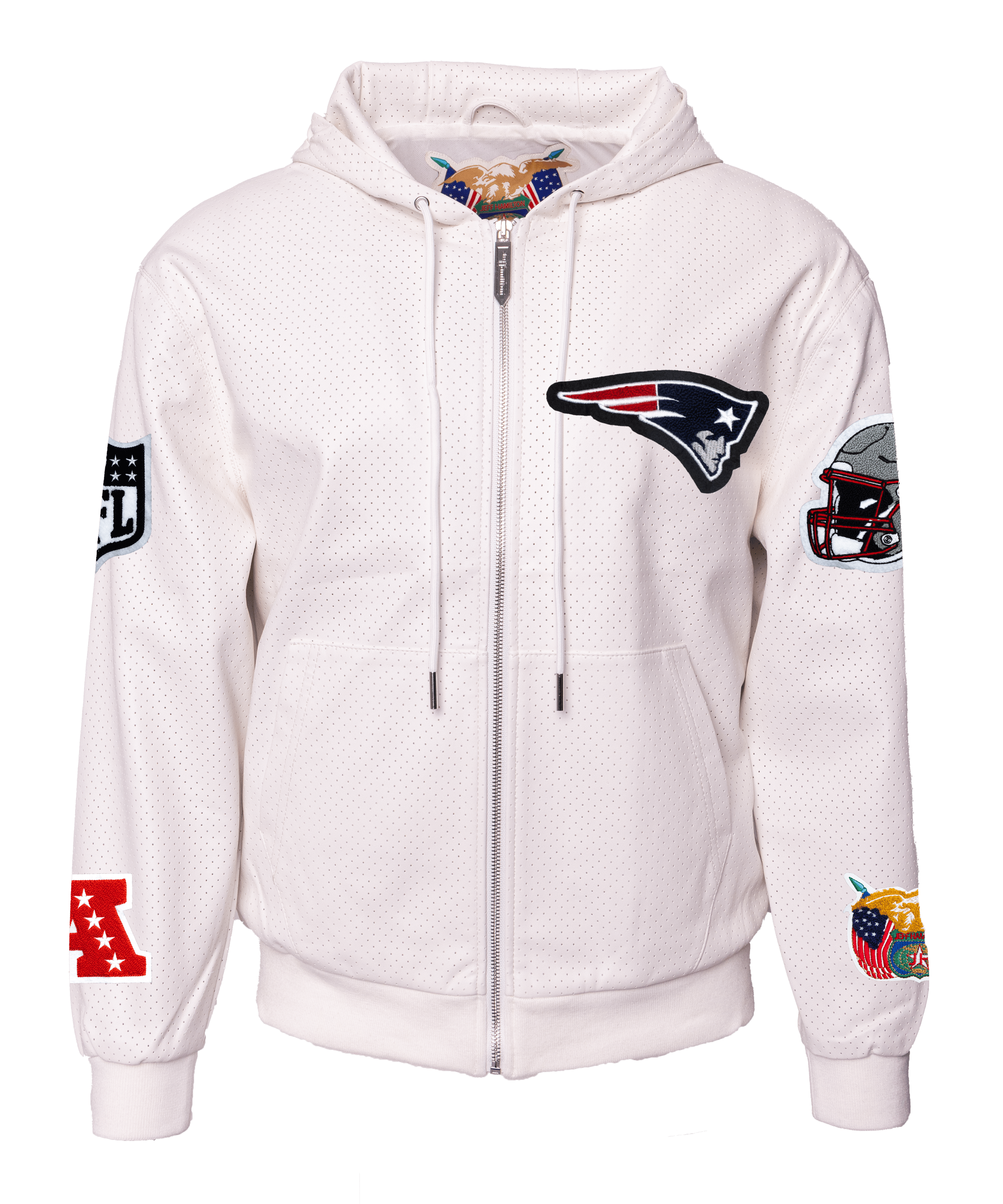 New England Patriots Lightweight Vegan Zip-Up Hooded Jacket White