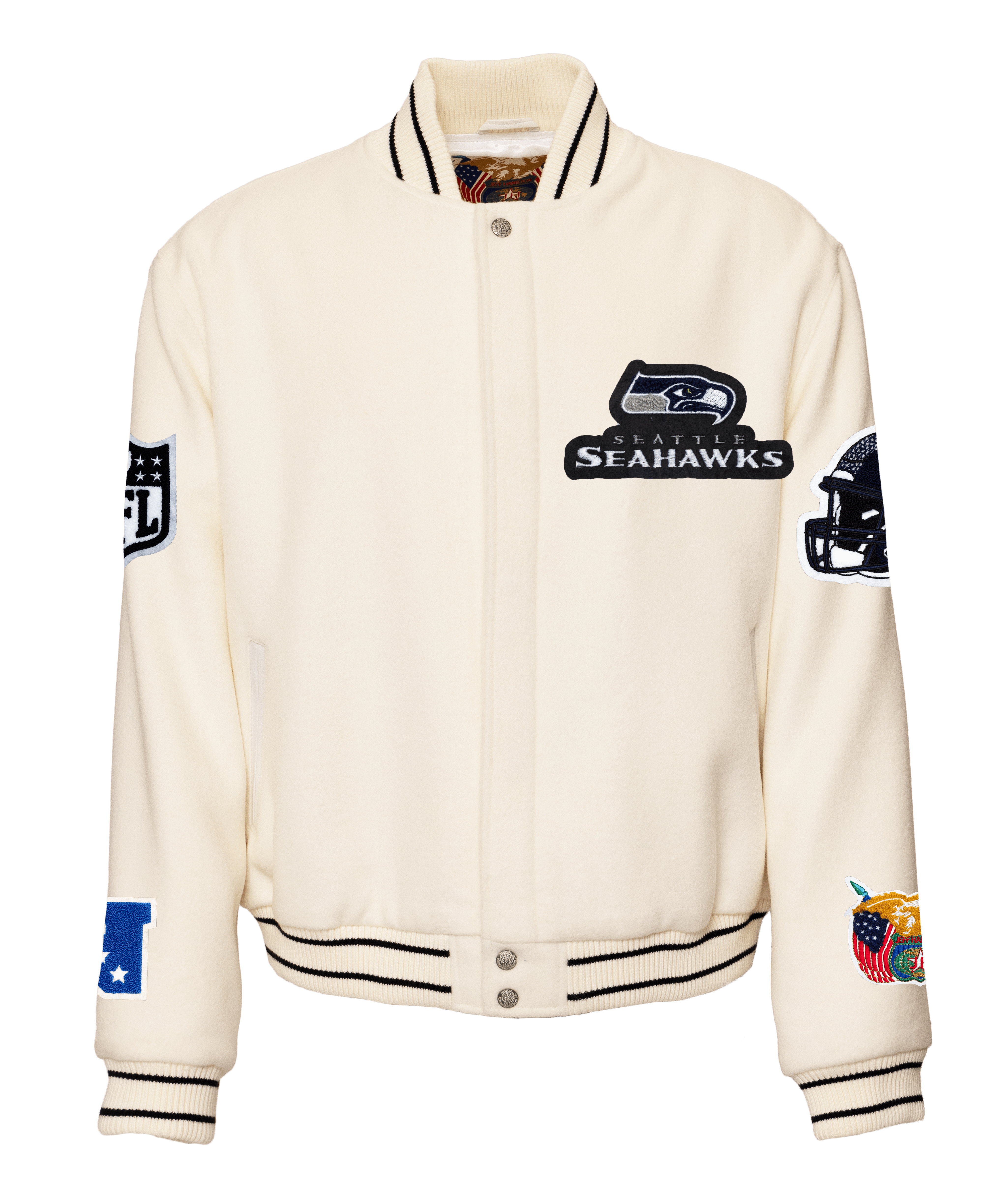 Seattle Seahawks Wool Old English Varsity Jacket White