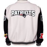 New England Patriots Wool & Leather Varsity Jacket, White/Black