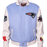 New England Patriots Wool & Leather Varsity Jacket, Light Blue/White detail