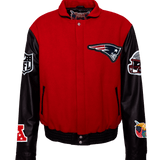 New England Patriots Wool & Leather Varsity Jacket, Red/Black detail