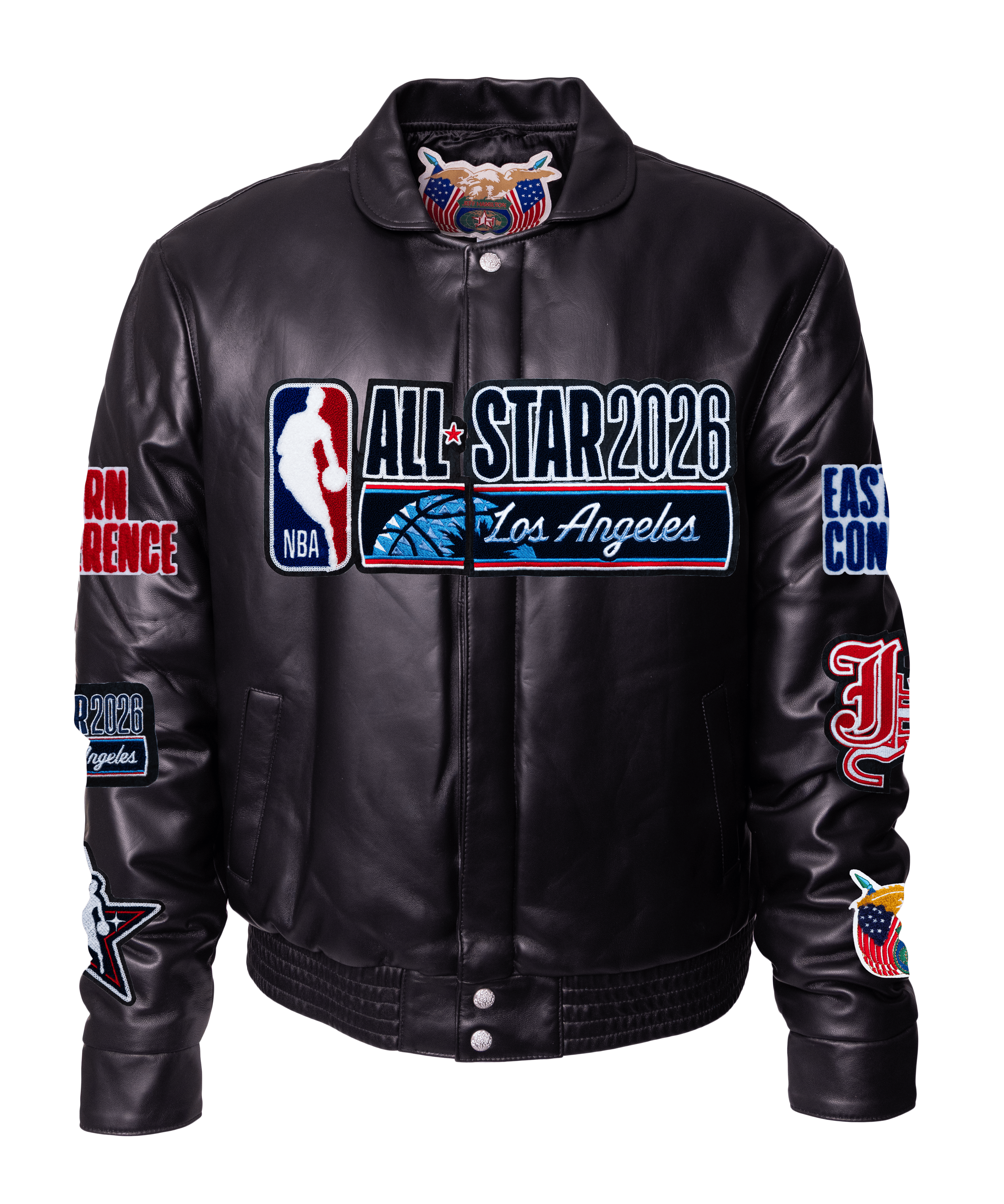 All-Star 2026 Black Leather Puffer Jacket Black