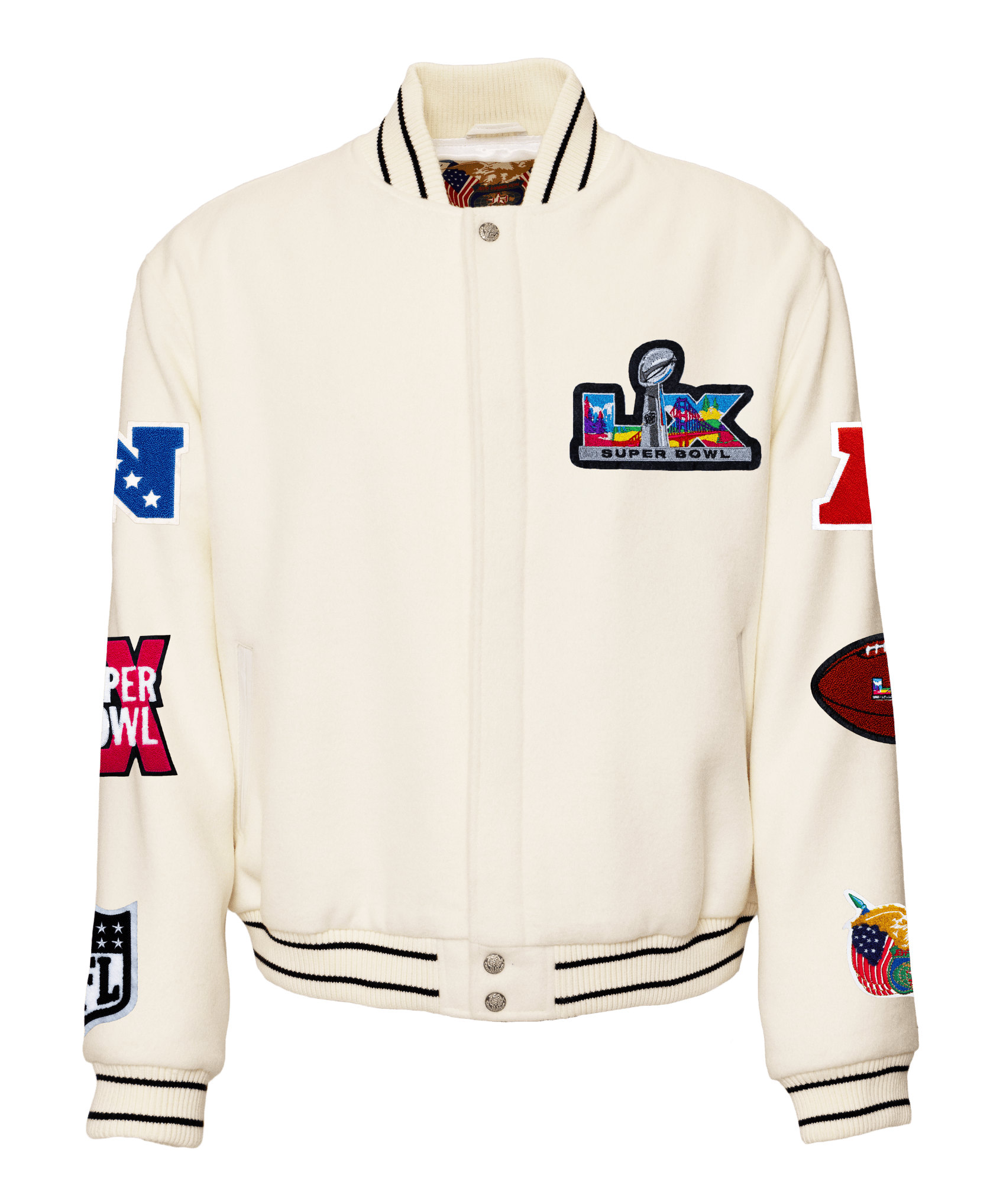 Super Bowl 2026 Wool Varsity Jacket White