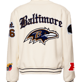Baltimore Ravens Old English Wool Varsity Jacket-White