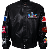 Super Bowl 2026 Black Vegan Leather Jacket