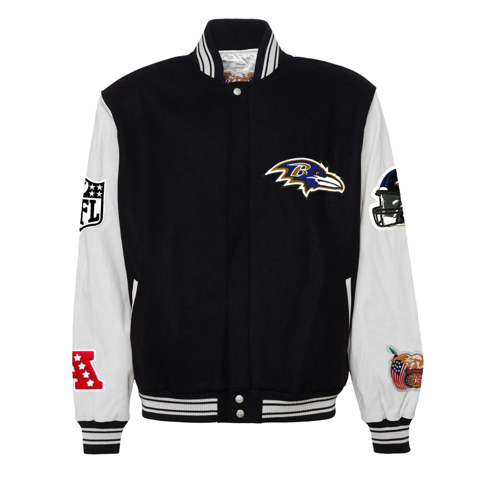 Baltimore Ravens Wool & Leather Varsity Jacket Black/White