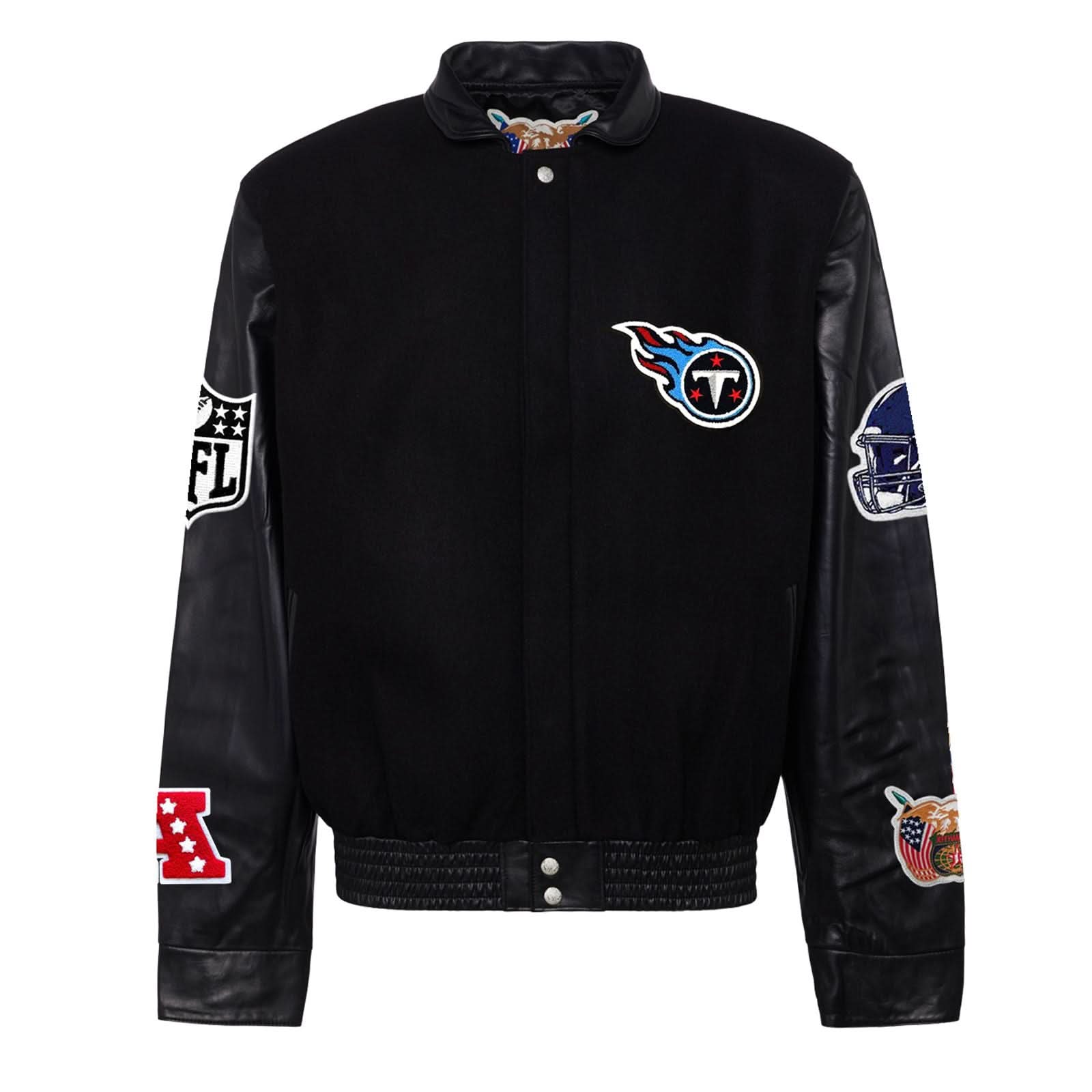 Tennessee Titans Wool & Leather Varsity Jacket Black/Black