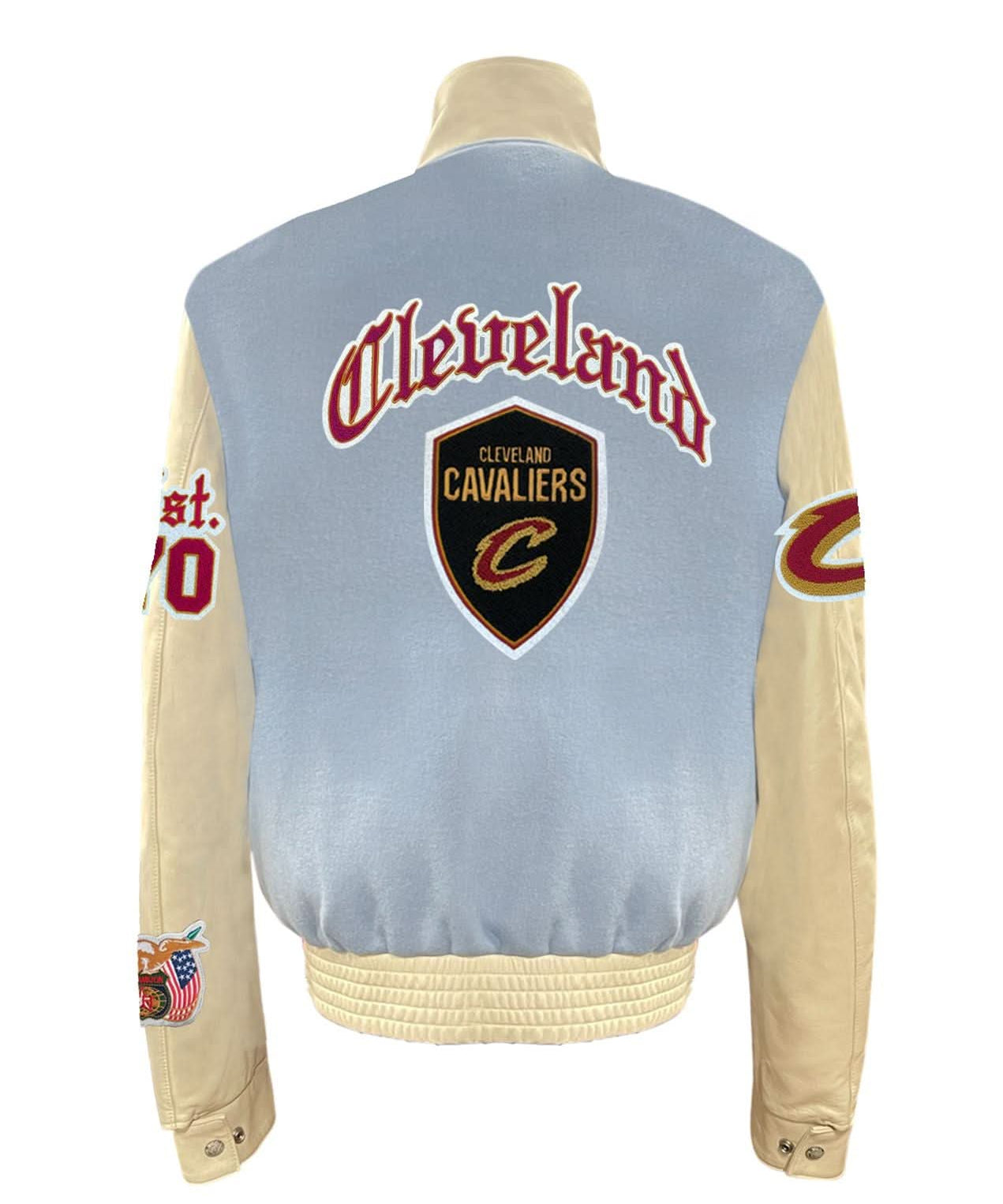 Cleveland Cavaliers Wool & Leather Old English Varsity Jacket Baby Blue