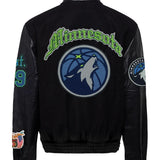 Minnesota Timberwolves Wool & Leather Jacket Black
