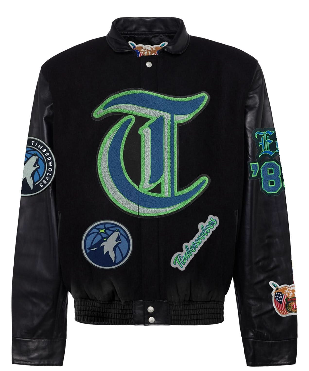 Minnesota Timberwolves Wool & Leather Jacket Black