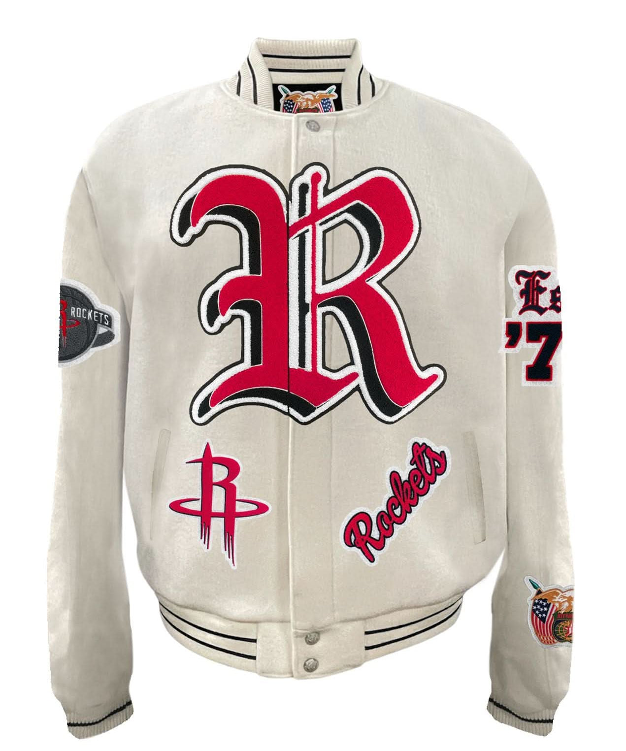 Houston Rockets Wool Old English Jacket White