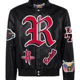 Houston Rockets Full Leather Old English Jacket Black