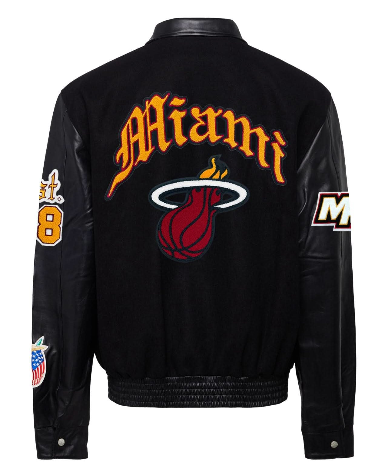 Miami Heat Wool & Leather Old English Varsity Jacket