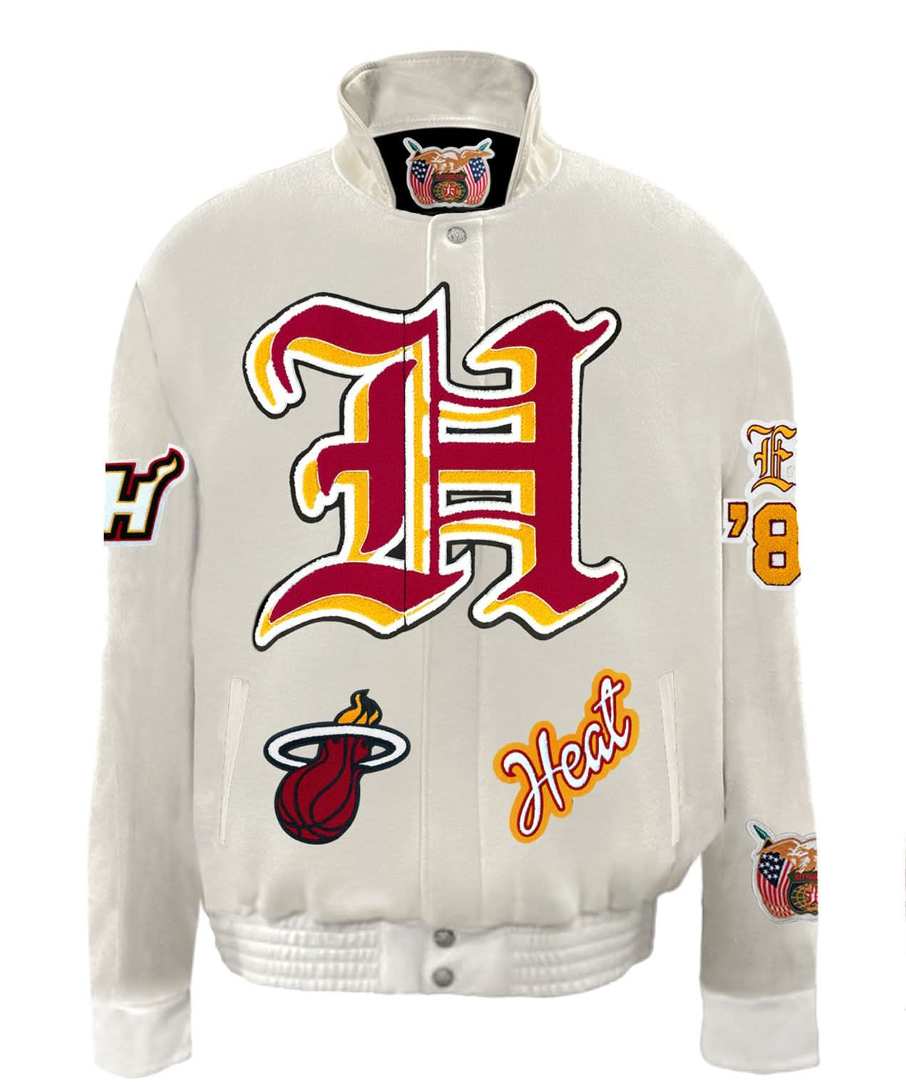 Miami Heat Wool & Leather Old English Varsity Jacket