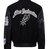 San Antonio Spurs Wool & Leather Old English Varsity Jacket Black / Black