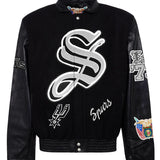 San Antonio Spurs Wool & Leather Old English Varsity Jacket Black / Black