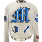 Dallas Mavericks Wool Old English Varsity Jacket White