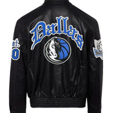 Dallas Mavericks Full Leather Old English Jacket Black