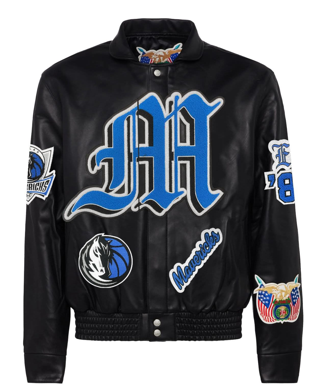 Dallas Mavericks Full Leather Old English Jacket Black