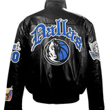 Dallas Mavericks Full Leather Puffer Old English Jacket Black