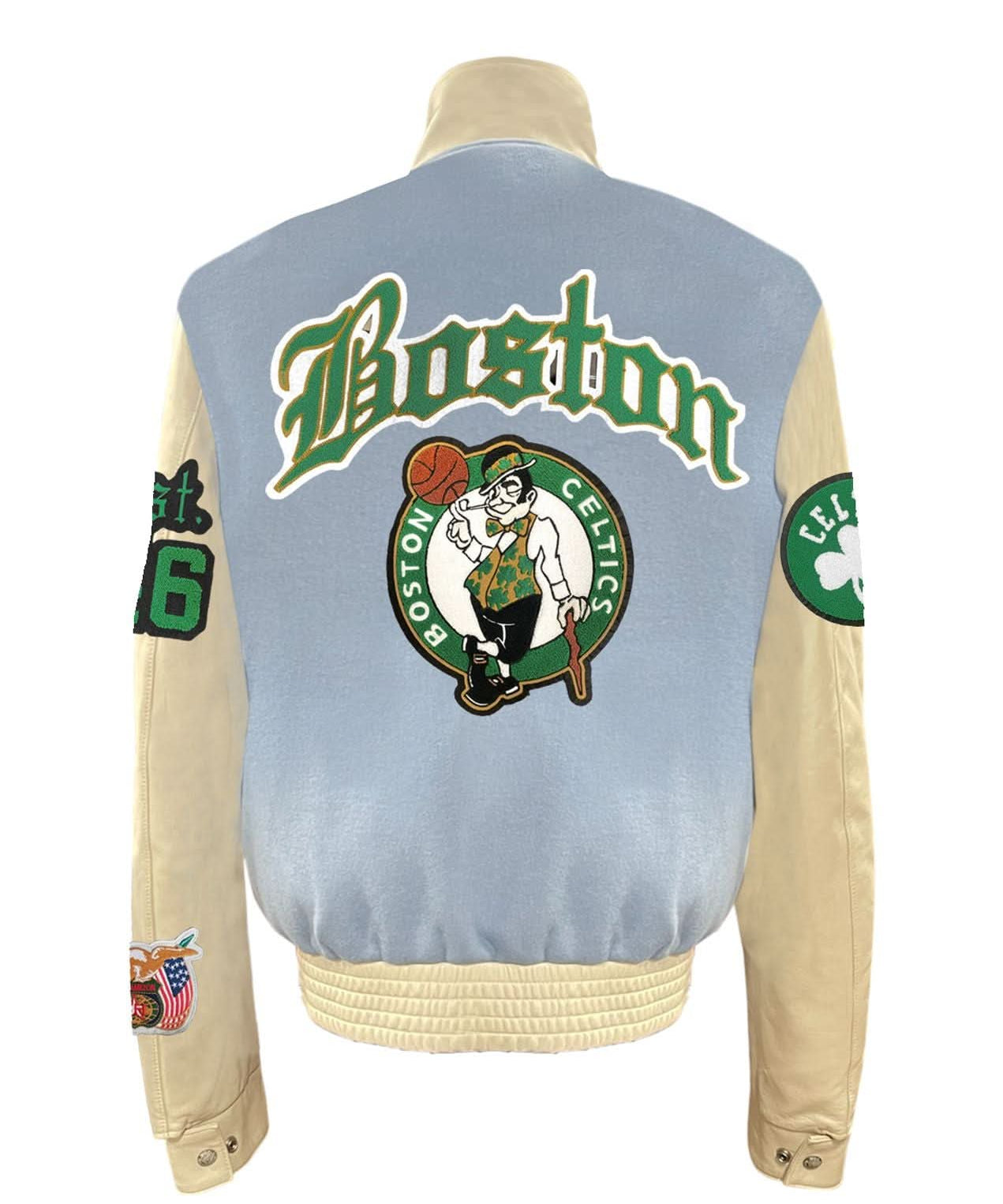 Boston Celtics Wool & Leather Old English Varsity Jacket