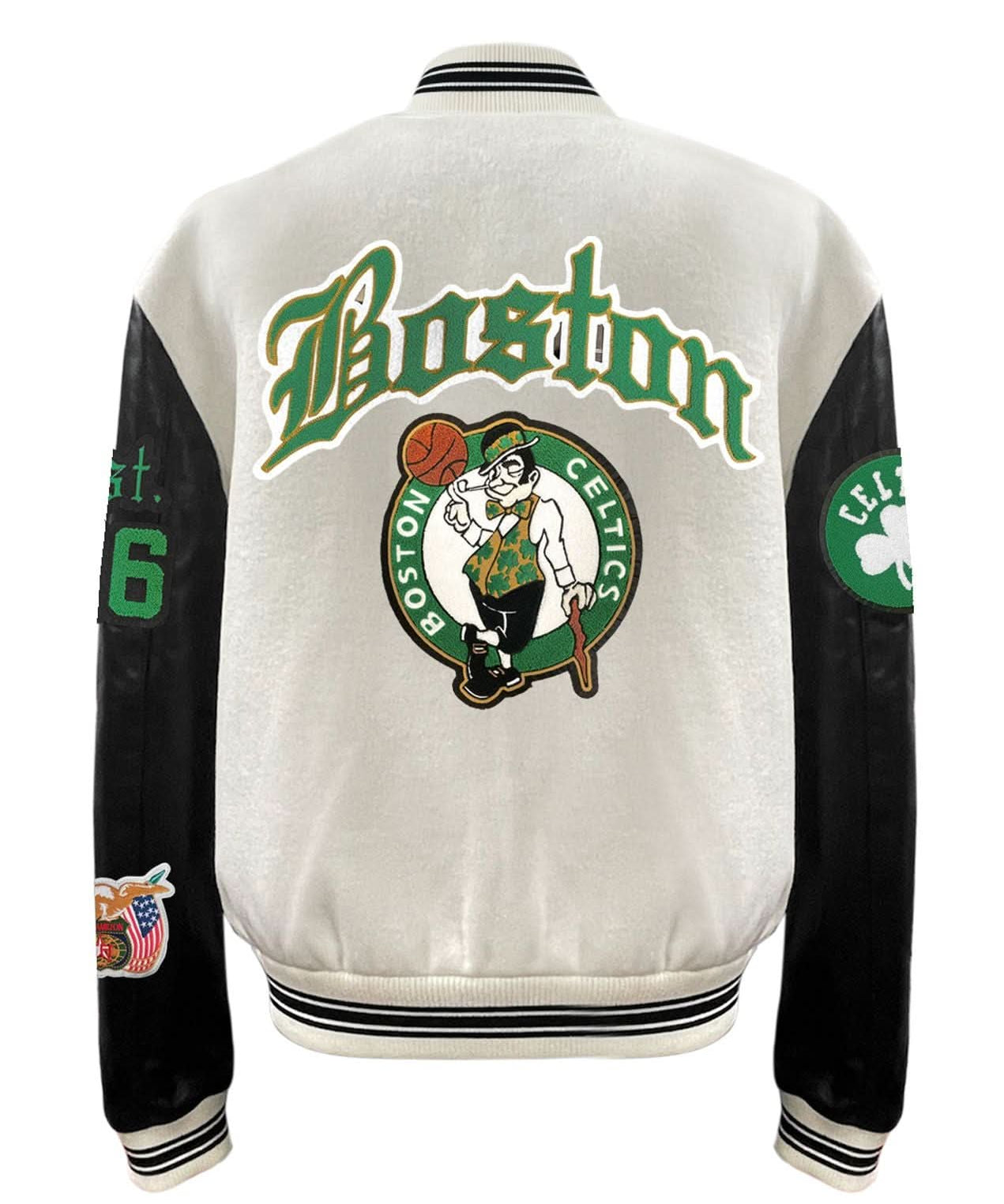 Boston Celtics Wool & Leather Old English Varsity Jacket