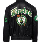 Boston Celtics Full Leather Old English Jacket Black