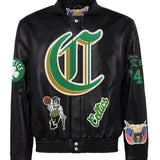 Boston Celtics Full Leather Old English Jacket Black