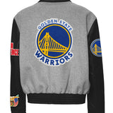 Golden State Warriors Wool & Leather Varsity Jacket Grey