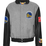 Golden State Warriors Wool & Leather Varsity Jacket Grey