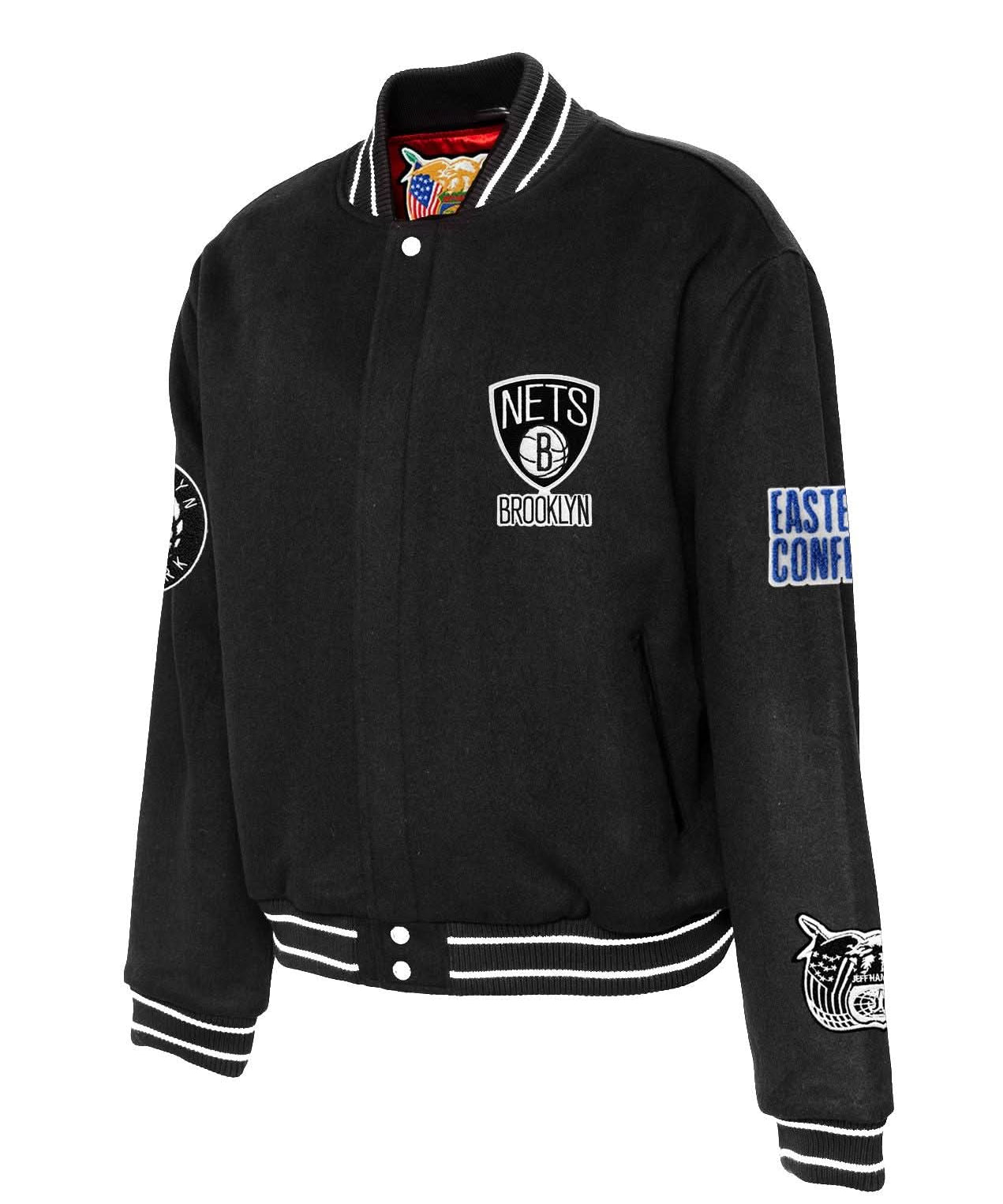 Brooklyn Nets Wool Varsity Jacket Black