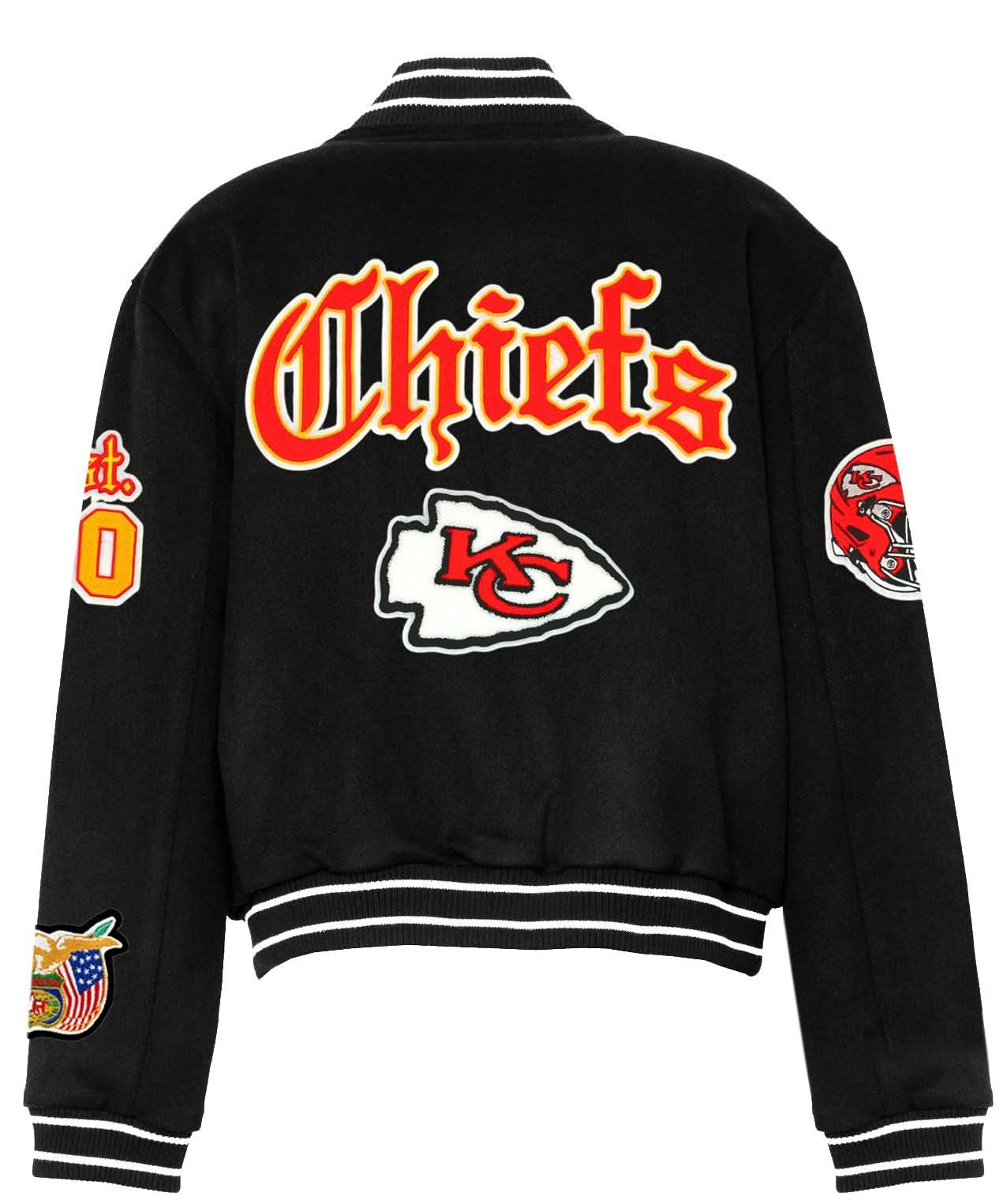 Kansas City Chiefs Wool Old English Varsity Jacket Black