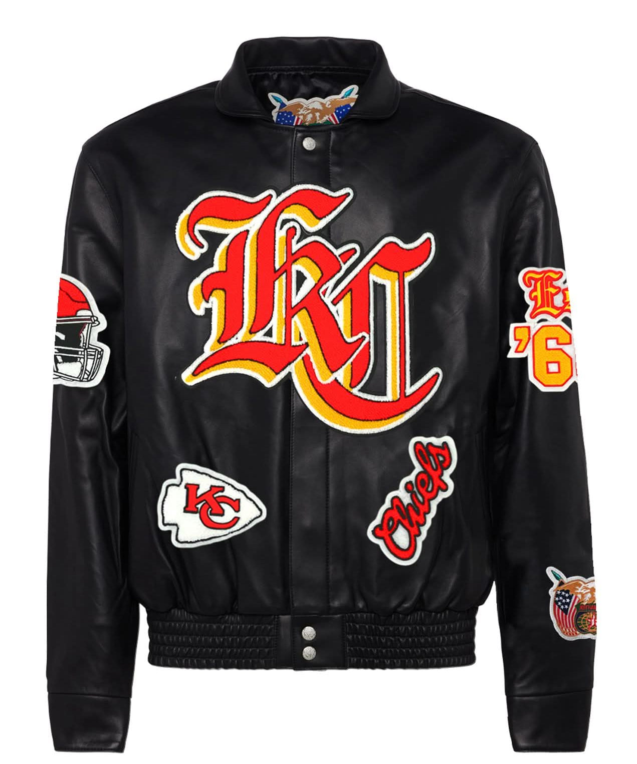 Kansas City Chiefs Full Leather Old English Jacket Black