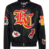 Kansas City Chiefs Full Leather Old English Jacket Black