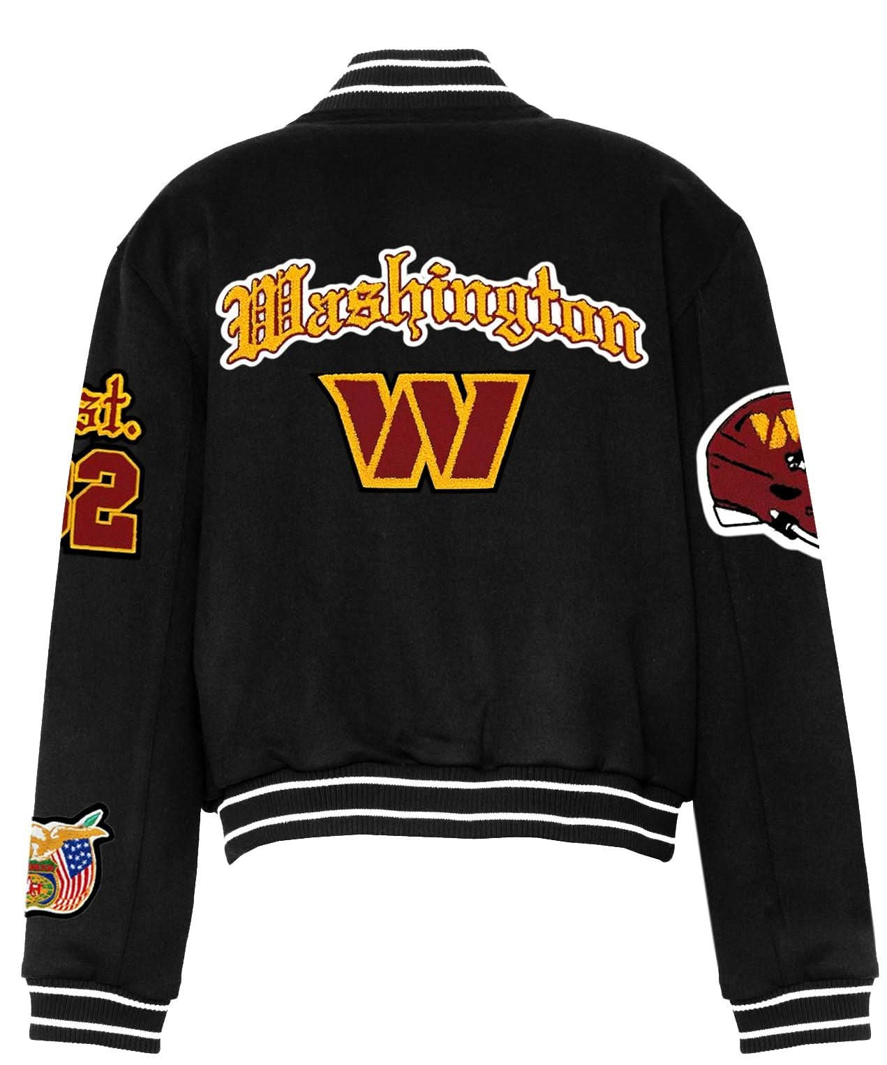 Washington Commanders Wool Old English Varsity Jacket Black