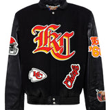 Kansas City Chiefs Wool & Leather Old English Varsity Jacket Black / Black