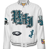 Philadelphia Eagles Wool Old English Varsity Jacket White