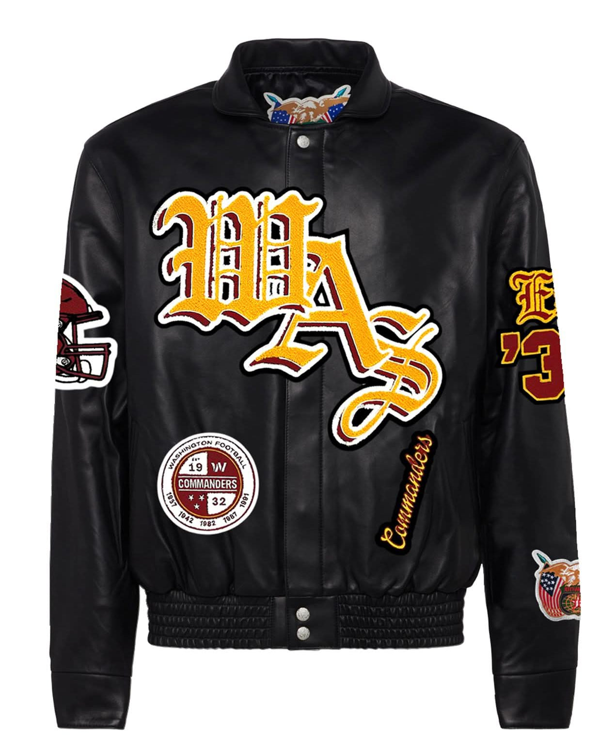 Washington Commanders Full Leather Old English Jacket Black