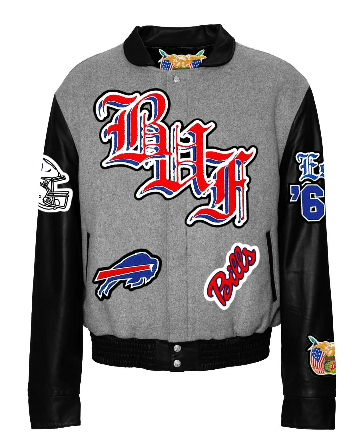 Buffalo Bills Wool & Leather Old English Varsity Jacket
