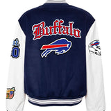 Buffalo Bills Wool & Leather Old English Varsity Jacket