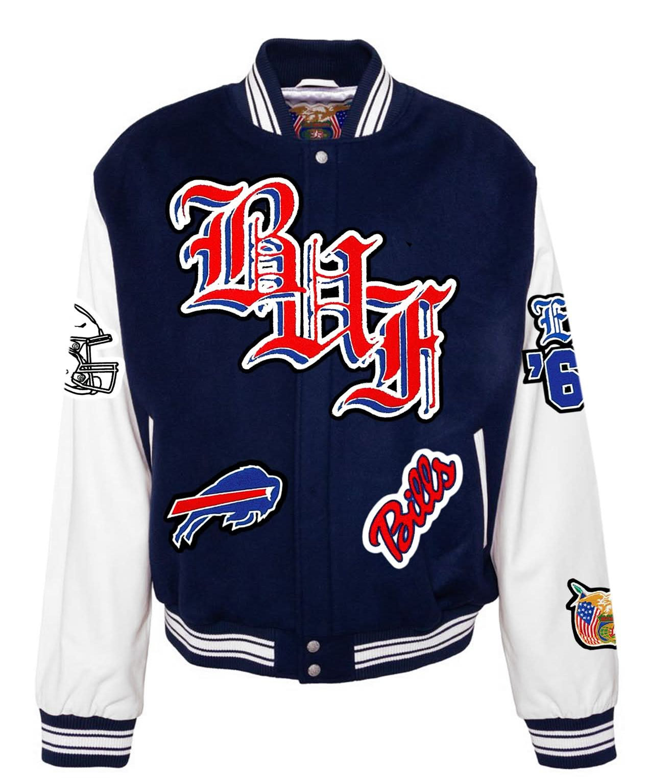 Buffalo Bills Wool & Leather Old English Varsity Jacket
