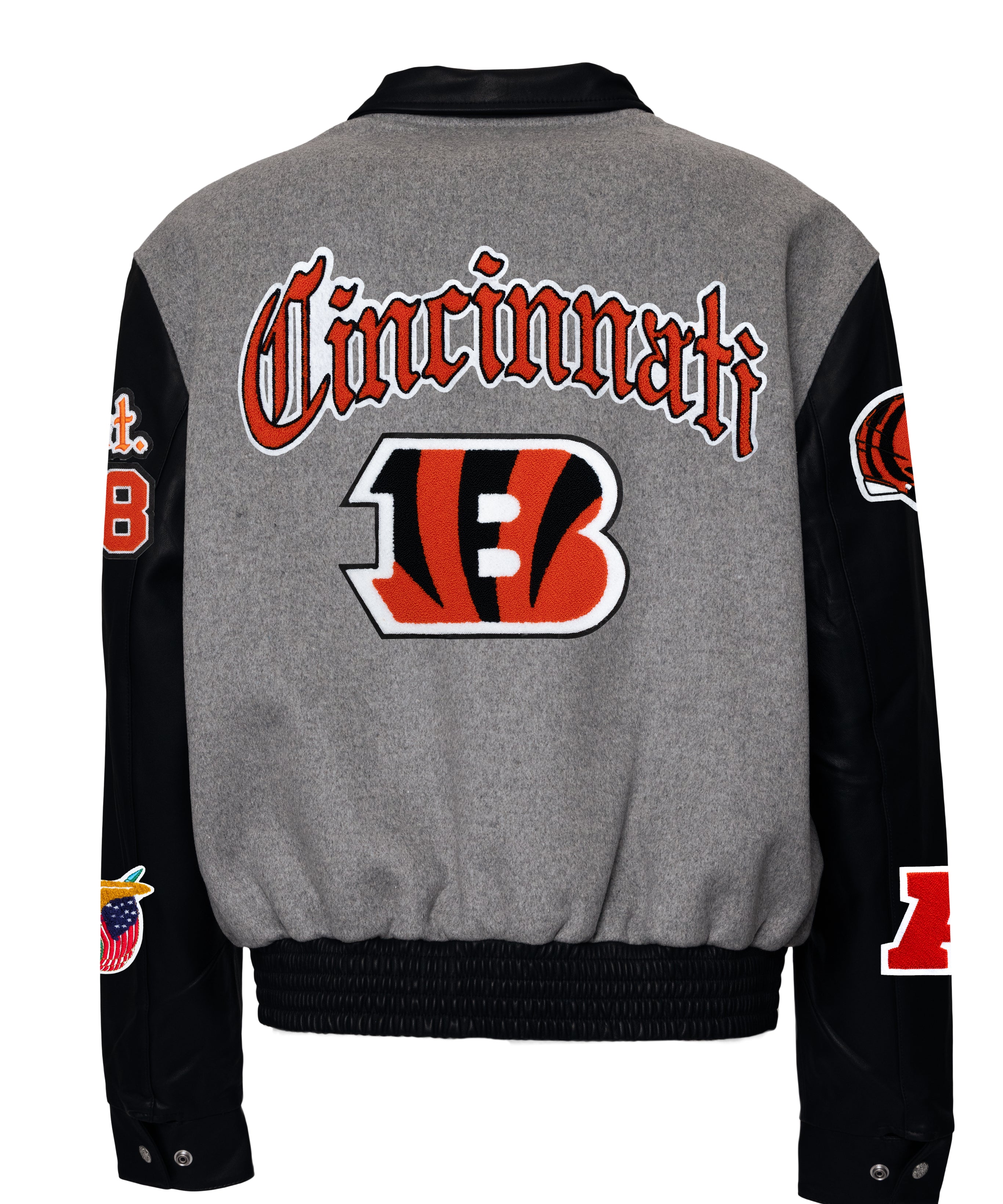 Cincinnati Bengals Wool & Leather Old English Varsity Jacket