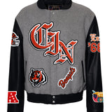 Cincinnati Bengals Wool & Leather Old English Varsity Jacket