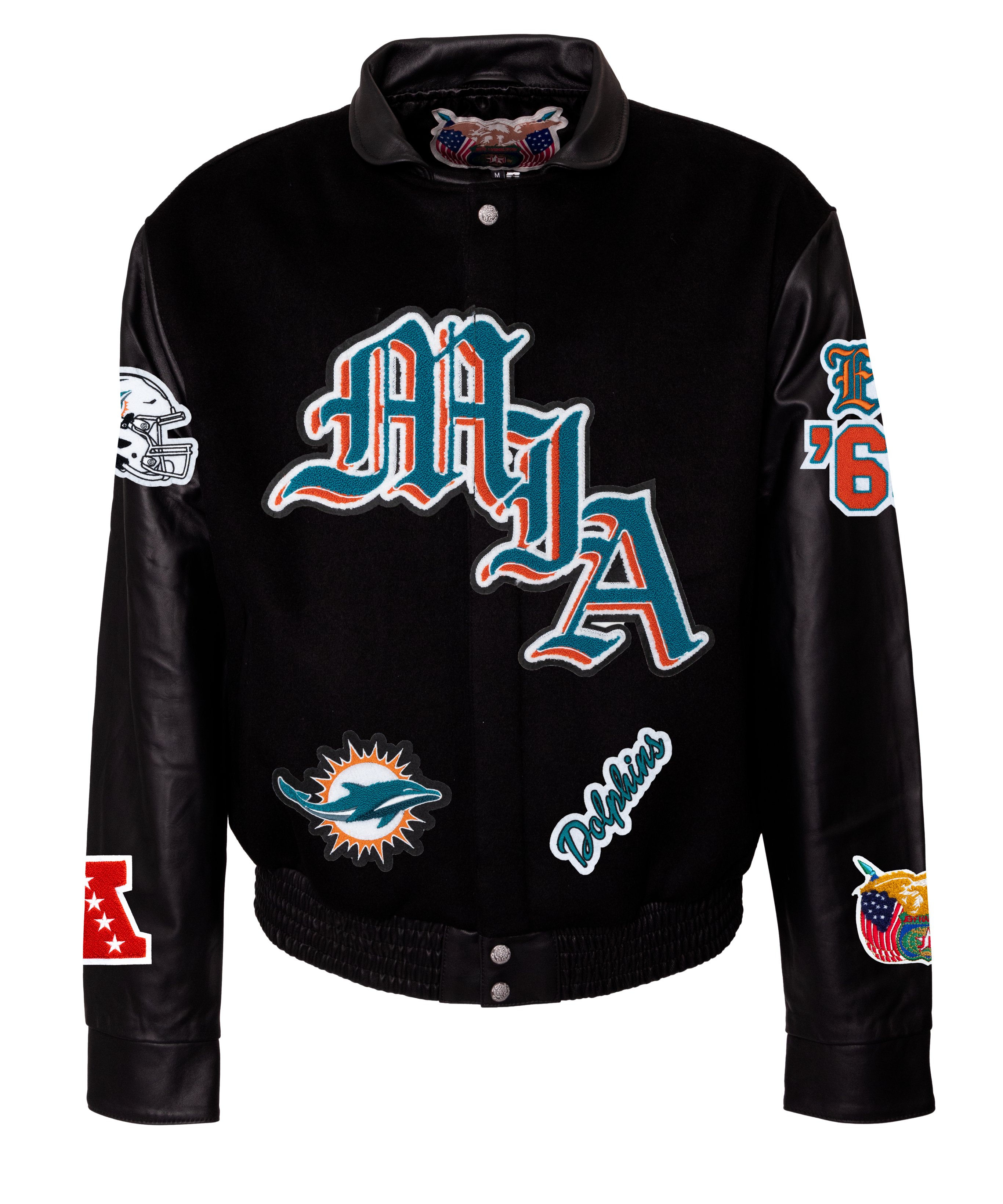 Miami Dolphins Wool & Leather Old English Varsity Jacket