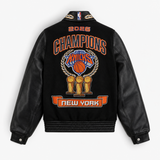 New York Knicks 2026 NBA Champions Wool & Leather Jacket Black