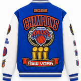 New York Knicks 2026 NBA Champions Wool & Leather Varsity Jacket Royal Blue